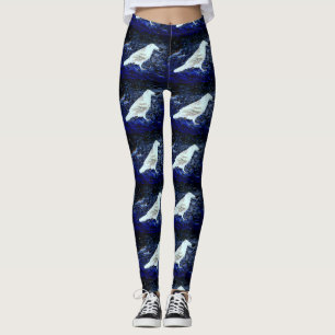 weiße Krähen blau-schwarz Leggings
