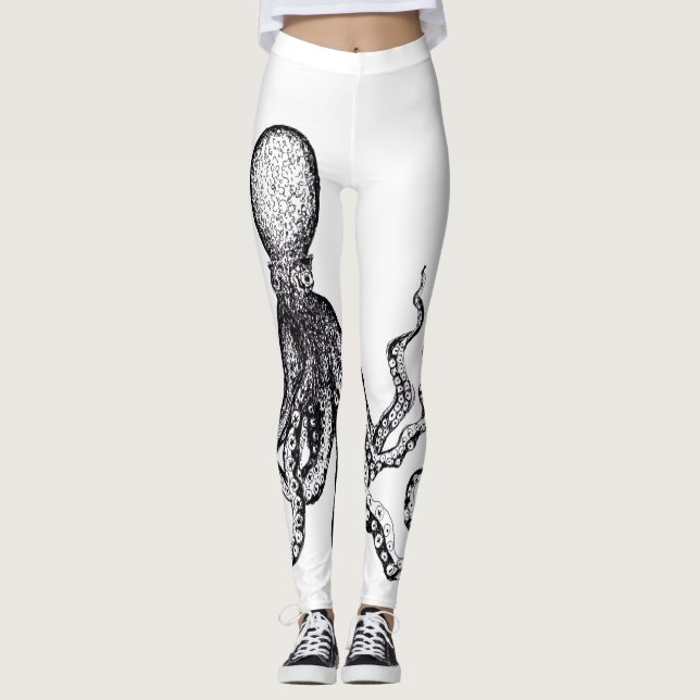 Weiße Kraken-Leggings Leggings (Vorderseite)