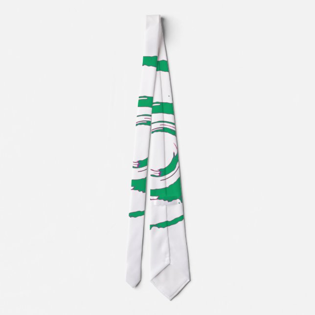 Weiße Krawatte mit Big Green Twirl (Rückseite)