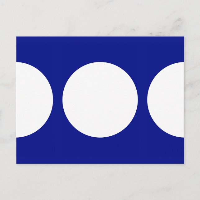 Weiße Kreise auf blaue Postkarte (Vorderseite)