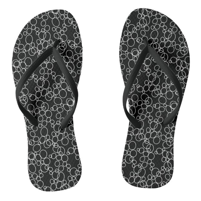 Weiße Kreise auf schwarz Flip Flops (Fußbett)