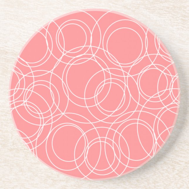 Weiße Kreise in Rosa Getränkeuntersetzer (Vorne)