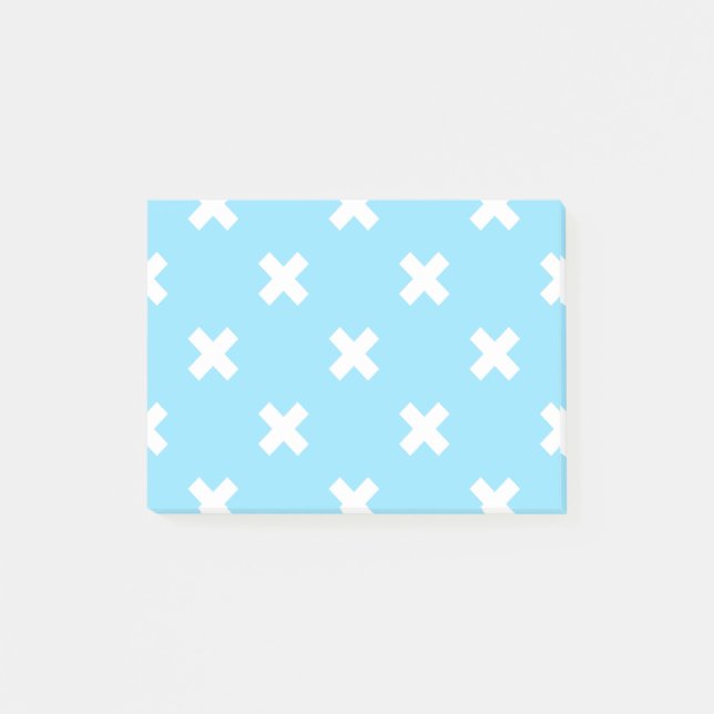 Weiße Kreuzstiche auf Babyblau Post-it Klebezettel (Vorderseite)
