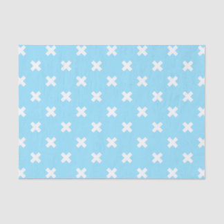 Weiße Kreuzstiche auf Babyblau Seidenpapier