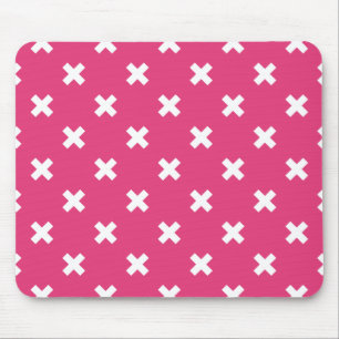Weiße Kreuzstiche auf Fuchsia Mousepad