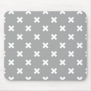 Weiße Kreuzstiche auf grau Mousepad