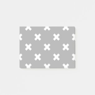 Weiße Kreuzstiche auf grau Post-it Klebezettel