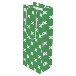 Weiße Kreuzstiche auf grün Geschenktüte Für Weinflaschen