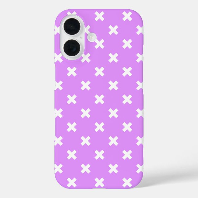 Weiße Kreuzstiche auf Lila Case-Mate iPhone Hülle (Rückseite)