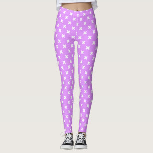 Weiße Kreuzstiche auf Lila Leggings