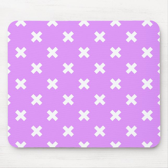Weiße Kreuzstiche auf Lila Mousepad (Vorne)
