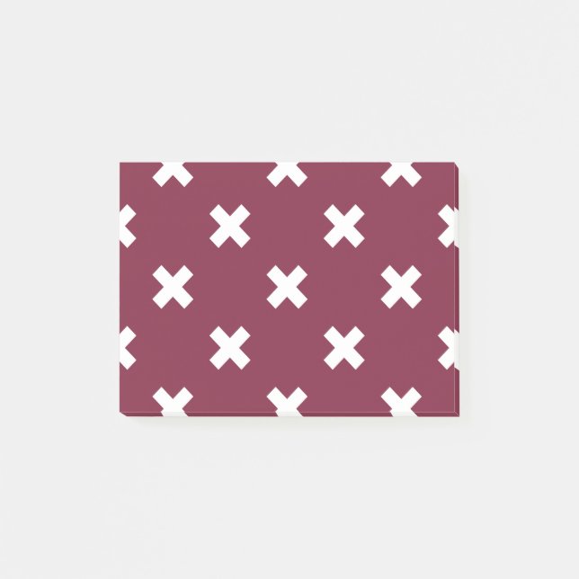 Weiße Kreuzstiche auf Maulbeeren Post-it Klebezettel (Vorderseite)