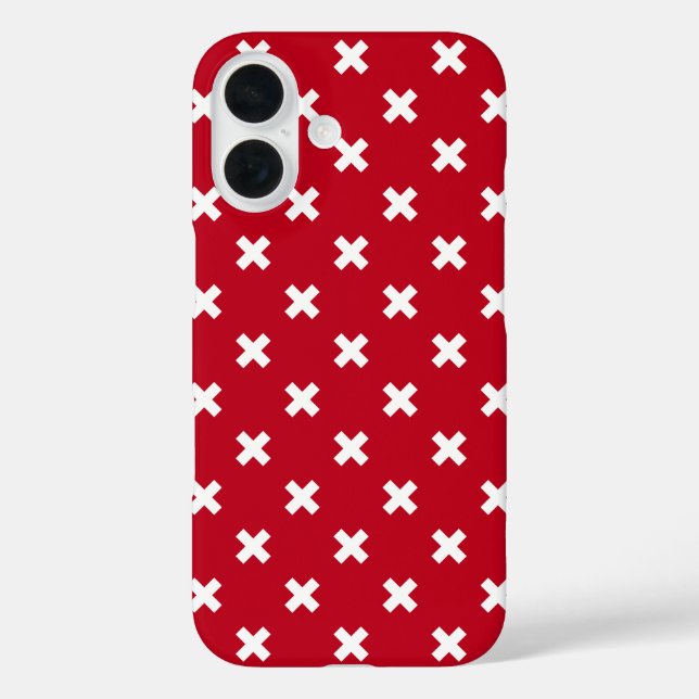 Weiße Kreuzstiche auf Rot Case-Mate iPhone Hülle (Rückseite)