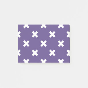 Weiße Kreuzstiche auf ultraviolett Post-it Klebezettel