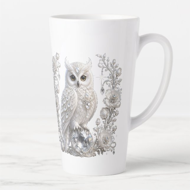 Weiße Kristall-Perlen-Eule Milchtasse (Rechts)