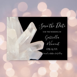 Weiße Kristalle auf schwarzen Hochzeiten speichern Save The Date
