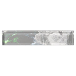 Weiße Kristalle im Schwarzen Weltraum Namensplakette