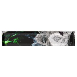 Weiße Kristalle im Schwarzen Weltraum Namensplakette