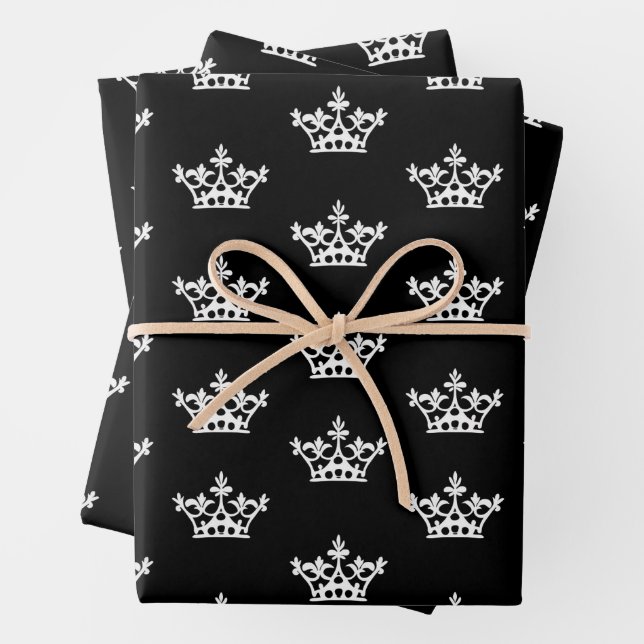 Weiße Kronen Geschenkpapier Set (Beispiel)