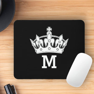 Weiße Kronenmonogramm Personalisiert Mousepad