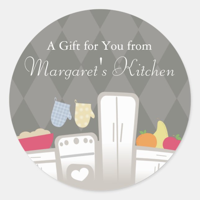 Weiße Küche Früchte Teig Bäckerei Paket Sticke... Runder Aufkleber (Vorderseite)