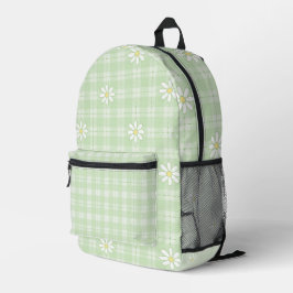 WEISSE KÜCHE MIT PASTEL GRÜNEN KARIERTEN PATTERN BEDRUCKTER RUCKSACK