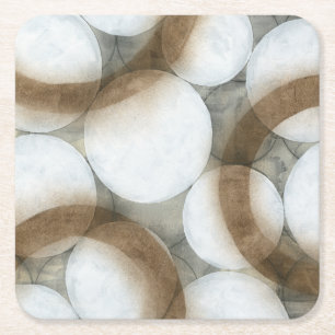 Weiße Kugeln u. Brown-Kreise Rechteckiger Pappuntersetzer