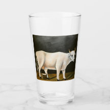 Weiße Kuh auf schwarzem Hintergrund (Landtier)