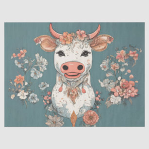 Weiße Kuh mit Blume Seidenpapier