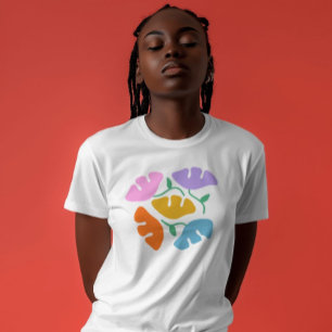 weiße, kühne Farben Blumen abstrakt trendiges T-Sh T-Shirt