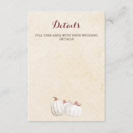 Weiße Kürbis Ernte Begleitkarte