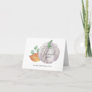 Weiße Kürbis-Herbst-Baby-Party - Dankeskarten Dankeskarte