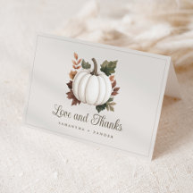 Weiße Kürbis-Herbst-Baby-Party Danksagungskarte