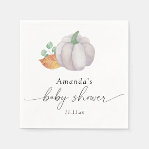 Weiße Kürbis-Herbst-Baby-Party Serviette