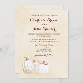Weiße Kürbis Herbst Ernte lädt Hochzeit ein Einladung