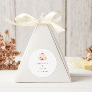 Weiße Kürbis-Lila- und Terrakotta-Blumen-Hochzeit Runder Aufkleber