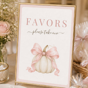 Weiße Kürbis-Rosa-Schleife-Baby-Party-Geschenke-Sc Poster