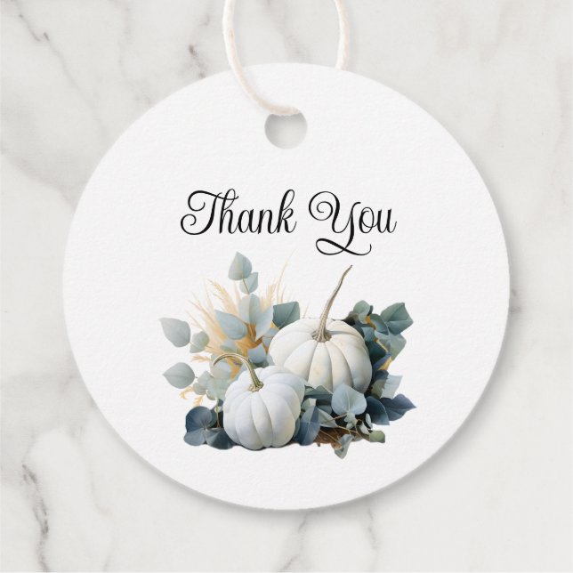 Weiße Kürbis und Eukalyptus Fall Danke Geschenkanhänger (Rückseite)