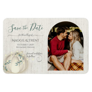 Weiße Kürbis und String-Leuchten mit Foto Magnet