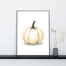 Weiße Kürbisposter | Elegante Herbstästhetik