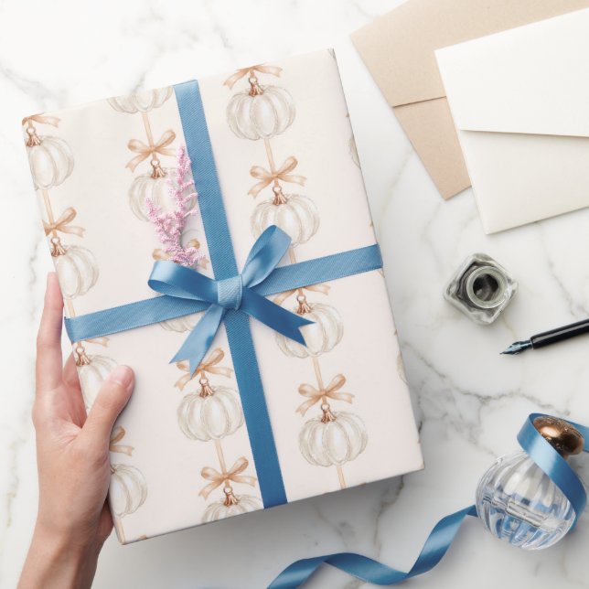 Weiße Kürbisse Pfirsichbögen Glasslipper Geschenkpapier (Schenken)