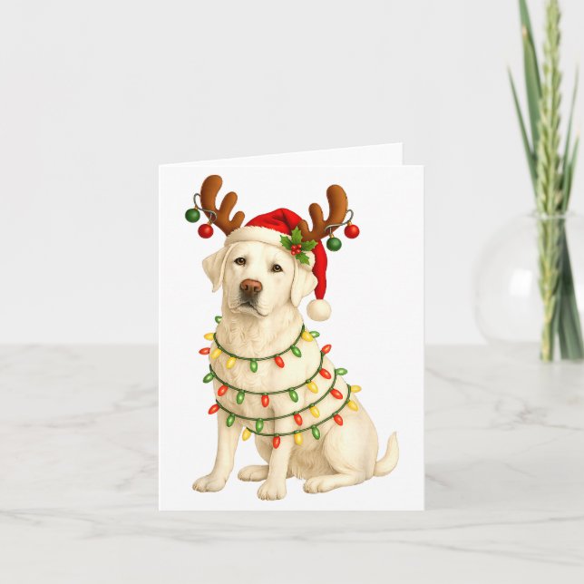 Weiße Lab Christmas Tree Light Pyjama Labrador Hun Karte (Vorderseite)