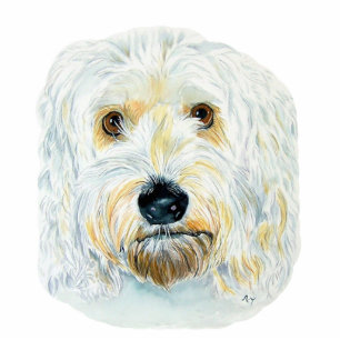 Weiße Labradoodle Maggie Skulptur Freistehende Fotoskulptur