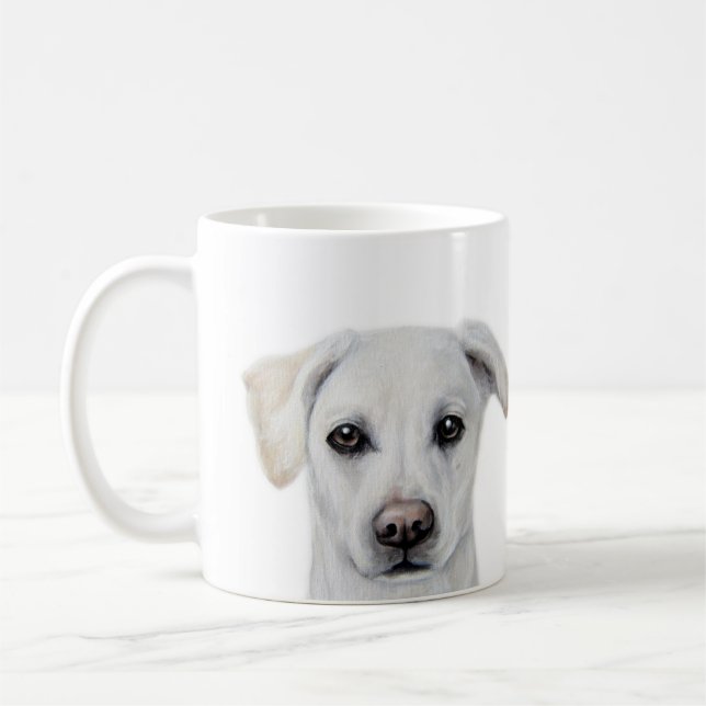 Weiße Labrador-Malerei von Mart Kaffeetasse (Links)