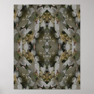 Weiße Lacecap-Hortensien-Blumen Spiegel Abstrakt Poster