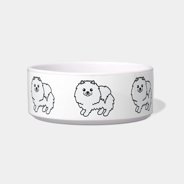 Weiße lächelnde Cartoon Spitz Hunde Napf (Rechts)