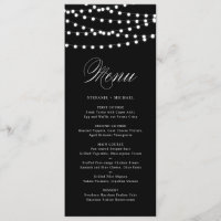 Weiße Lampen | Black Wedding Menu Card