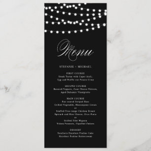 Weiße Lampen   Black Wedding Menu Card Menükarte