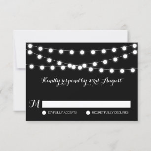 Weiße Lampen   Black Wedding RSVP Card