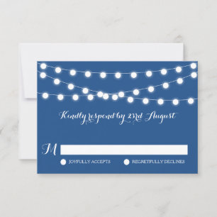 Weiße Lampen Blue Wedding RSVP Card Karte